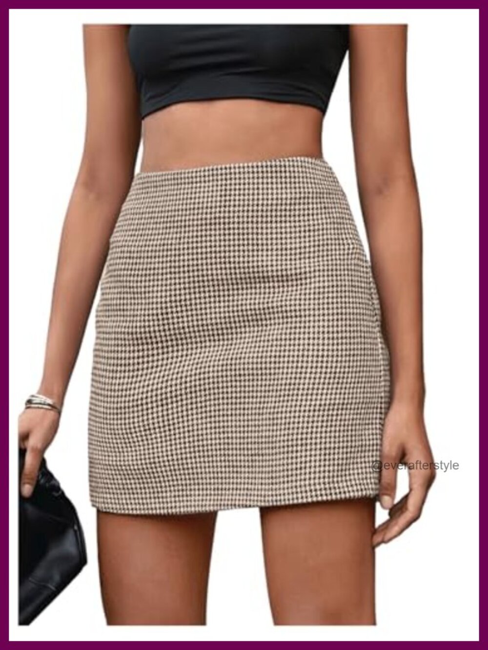 High Waist Houndstooth Mini Skirt Bodycon Pencil Office Wear